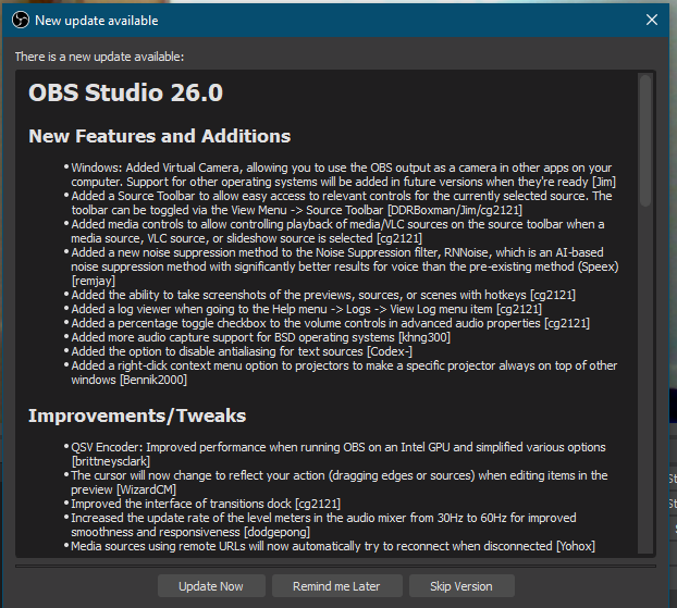 OBS Studio 26.0 for Cam Girl Broadcasting