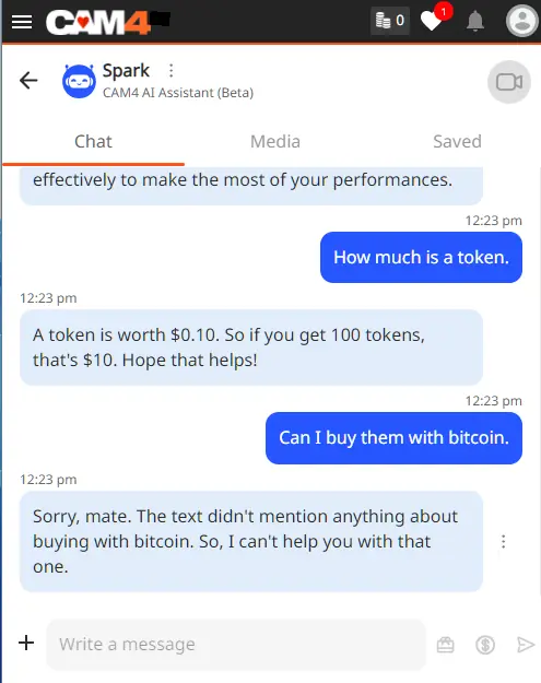 Spark the cam4 ai assistant getting it wrong.