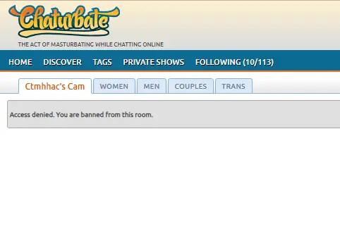 Screenshot of error message: "Access denied. You are banned from this room."