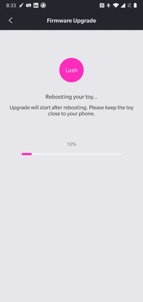 Rebooting your toy... Upgrade will start after rebooting. Please keep the toy close to your phone.