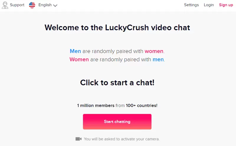 Welcome to the LuckyCrush video chat - Start Chatting