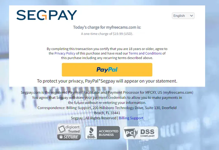 PayPal accepted at MyFreeCams… again